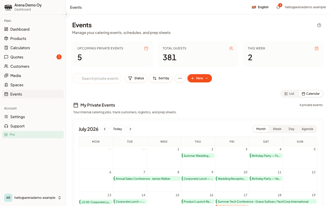 Confirmed orders land on the calendar by themselves.